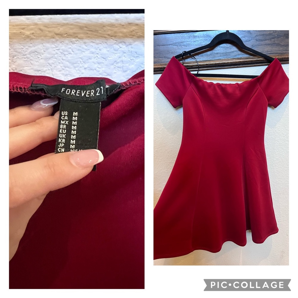 Forever 21 burgundy off the shoulder mini dress